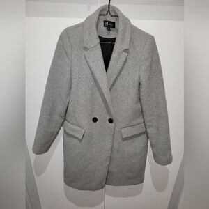 Zara TRF Gray Long Coat Wool Blend Double Breasted Sophisticated Women’s Small